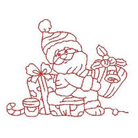 Christmas Santa - redwork machine embroidery design by sweetstitchdesign.com