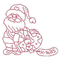 Christmas Santa - redwork machine embroidery design by sweetstitchdesign.com