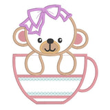 Cute teddy bear applique machine embroidery design by sweetstitchdesign.com