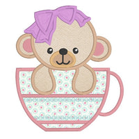 Cute teddy bear applique machine embroidery design by sweetstitchdesign.com