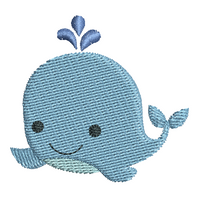 Mini fill stitch whale machine embroidery design by sweetstitchdesign.com
