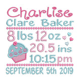 Baby birth announcement machine embroidery design by sweetstitchdesign.com