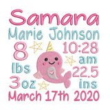 Baby birth stats template machine embroidery design by sweetstitchdesign.com