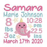 Baby birth stats template machine embroidery design by sweetstitchdesign.com