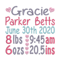 Baby birth announcement template machine embroidery design by sweetstitchdesign.com