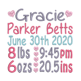 Baby birth announcement template machine embroidery design by sweetstitchdesign.com