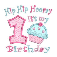 1st birthday cupcake applique machine embroidery design by sweetstitchdesign.com
