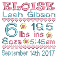 Baby birth announcement template machine embroidery design by sweetstitchdesign.com