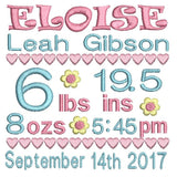 Baby birth announcement template machine embroidery design by sweetstitchdesign.com