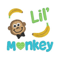 Little monkey fill stitch machine embroidery design by sweetstitchdesign.com