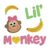 Little monkey fill stitch machine embroidery design by sweetstitchdesign.com