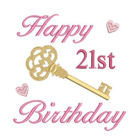 21st birthday machine embroidery design by sweetstitchdesign.com