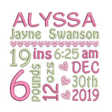 Baby Birth Announcement - Customised (S609-45)